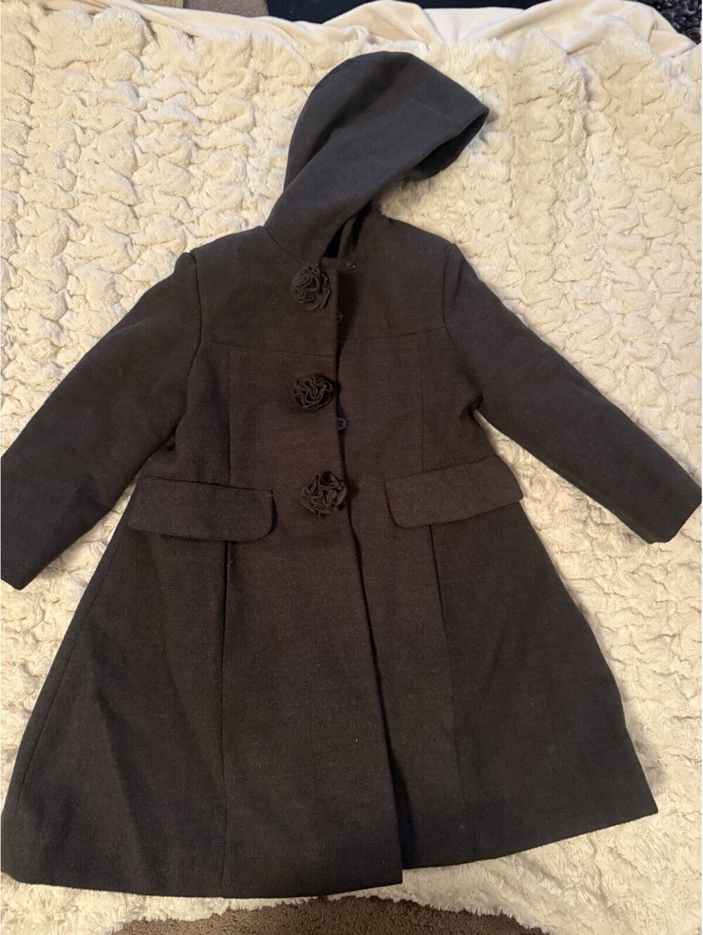 Rothschild size 4T Hooded A-line Dark Gray Girls Vintage coat jacket Winter